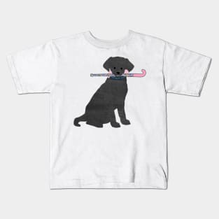 Black Lab Retriever Preppy Madras Field Hockey Dog Kids T-Shirt